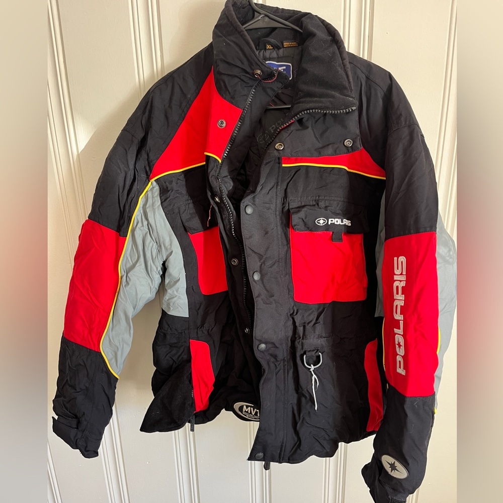 Polaris black and red snowmobile puffer jacket